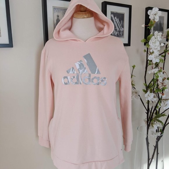 Adidas Pink Hoodie with Adidas logo in the front. Size S Loose fit - Picture 1 of 17